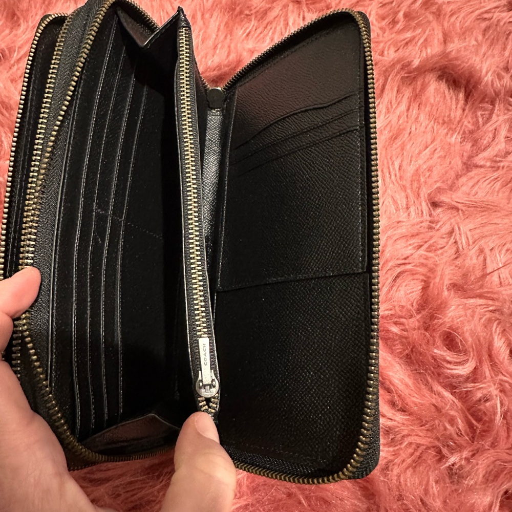 COACH Double Zipper Travel Wallet Clutch Organizer Black - Picture 12 of 15